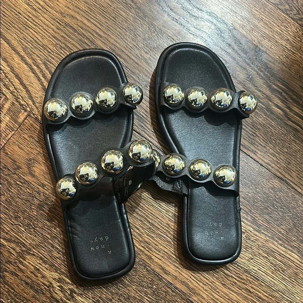 A New Day  Black Studded Sandals - Image 2