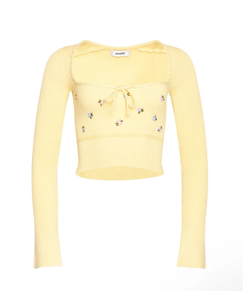 Guizio Home sweet home waffle sweater in yellow size xs  - Image 6