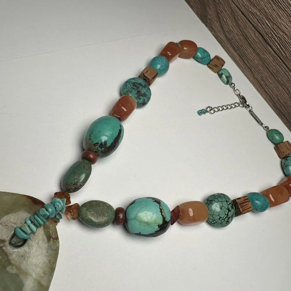 A. V. Max Stone Pendant Beaded Necklace Semi Precious Stones / Turquoise Etc - Image 3
