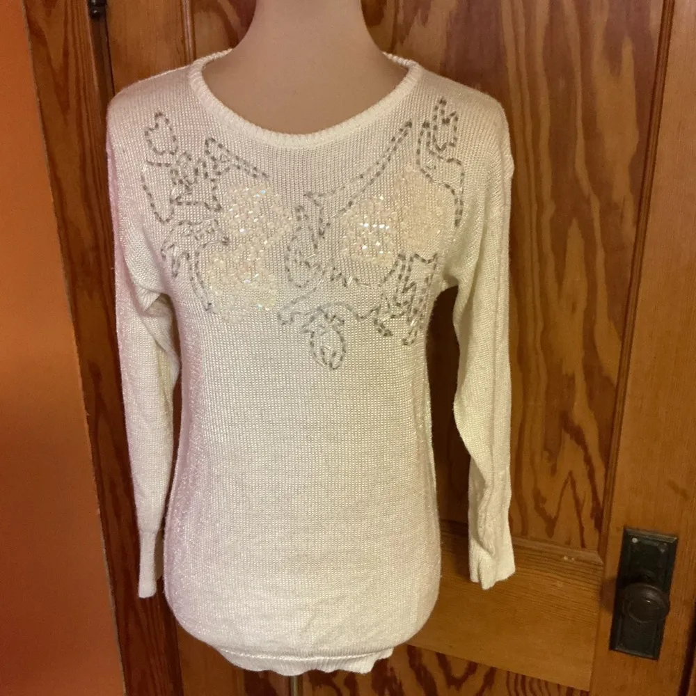 Vintage 80s sequined beaded sweater - Image 7
