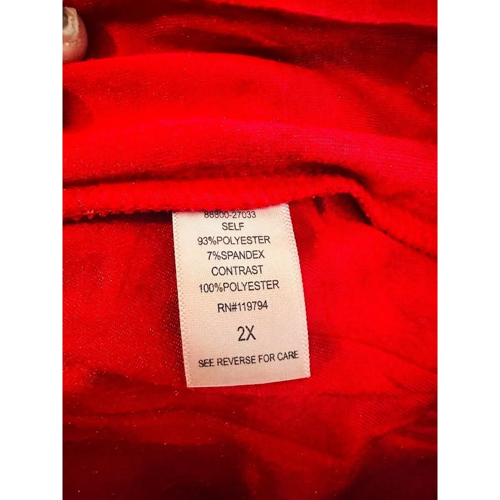 Vamp Gothic Victorian Whimsigoth Red Black Velvet Babydoll Long Sleeve Vneck 2X - Image 6