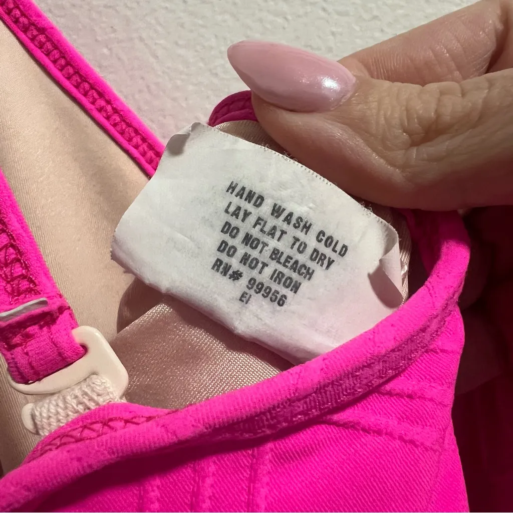 Shoshanna Hot Pink Textured One Piece Swimsuit Ruffled Neckline - Image 8