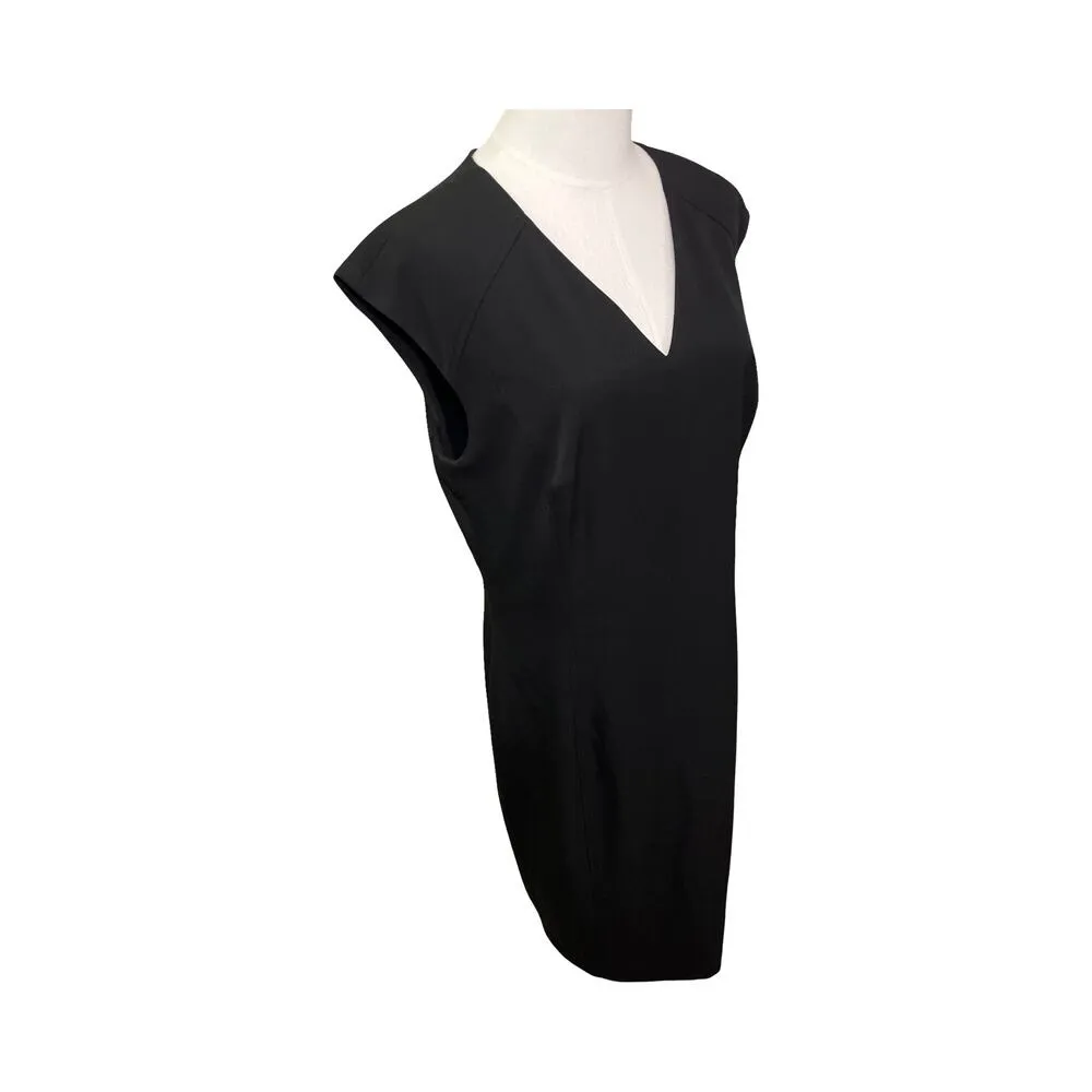 NWT Lauren Ralph Lauren Black Sheath Dress Size 10 Cap Sleeve V - Image 7
