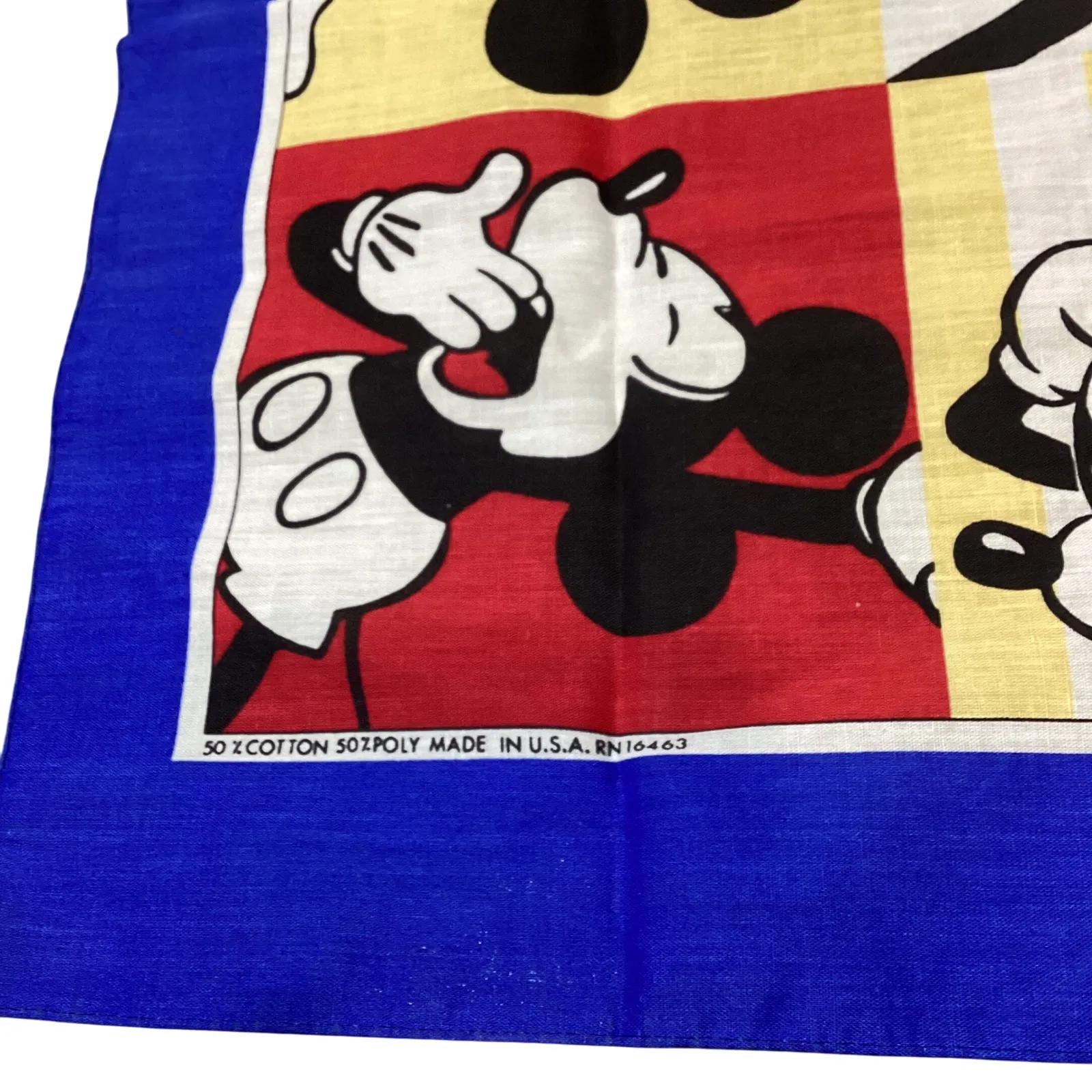 Vintage‎ Mickey Mouse Disney Bandana Scarf Royal Blue Graphic Print USA - Image 3