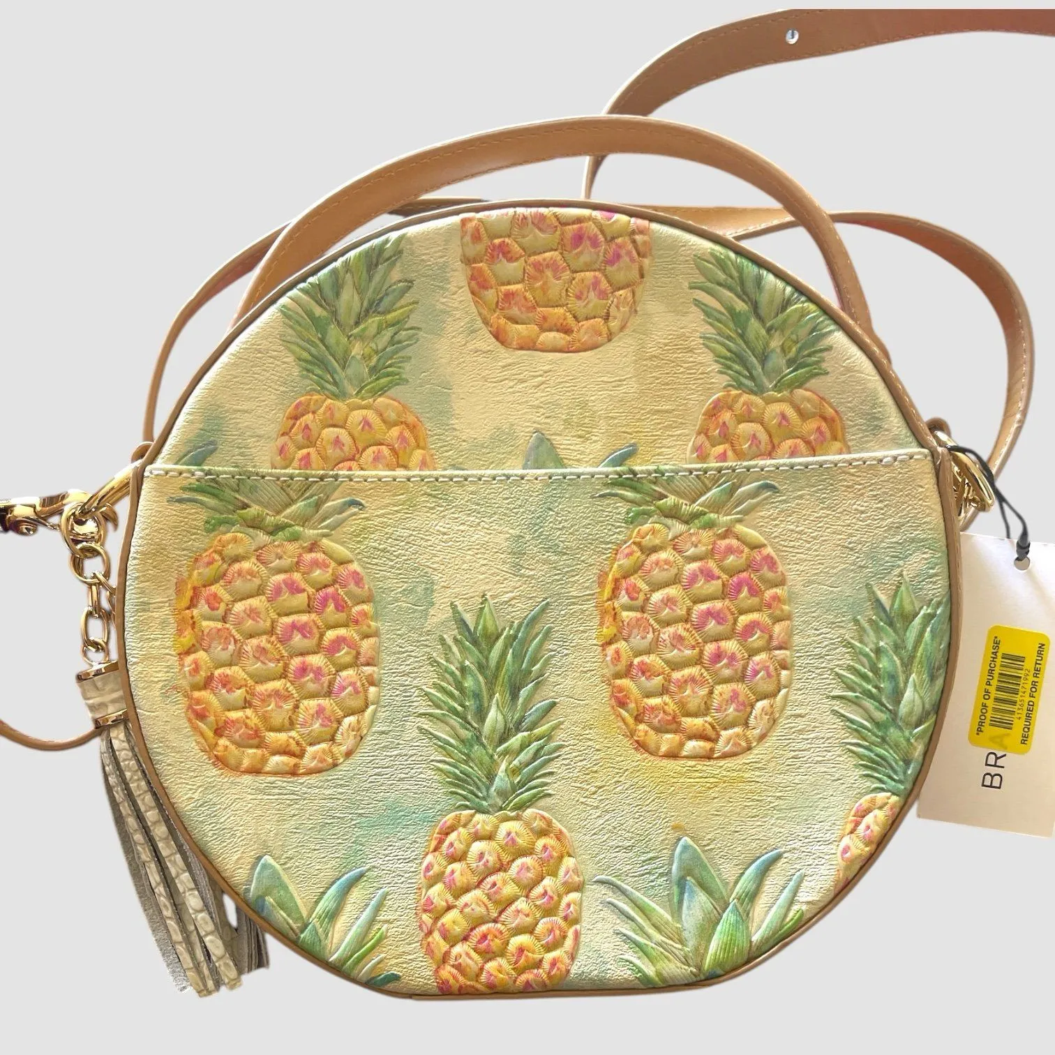 Brahmin Lane Multi Pompano Leather Pineapple Print Crossbody Bag NWT - Image 3