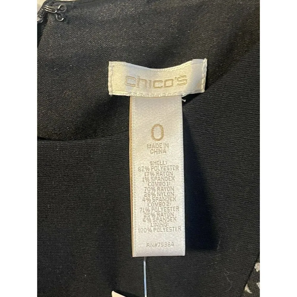 Chico's Womens Jessa Sheath Dress Small Sz 0 Gray Black Stretch Career NEW - Image 5