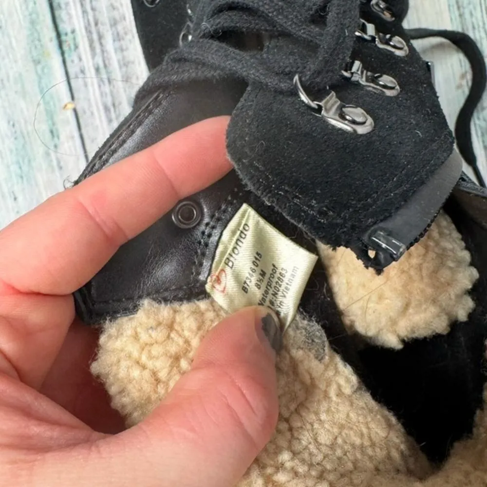 Blondo Devin Lug Sole Bootie Sherpa Lining Black Leather 8.5 - Image 6