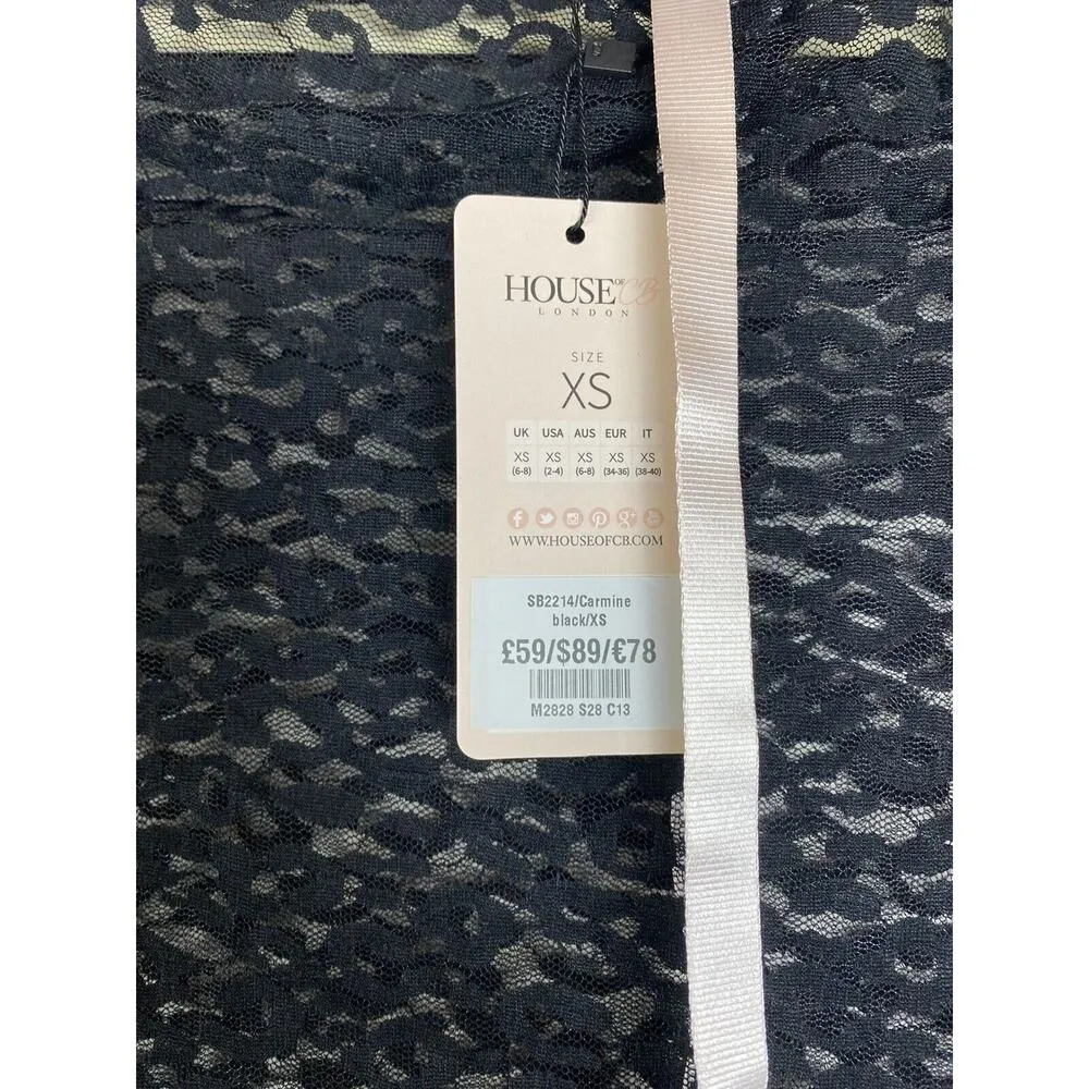 HOUSE OF CB Carmine Black Lace Long Sleeve Sheer Bodysuit XS - Image 6