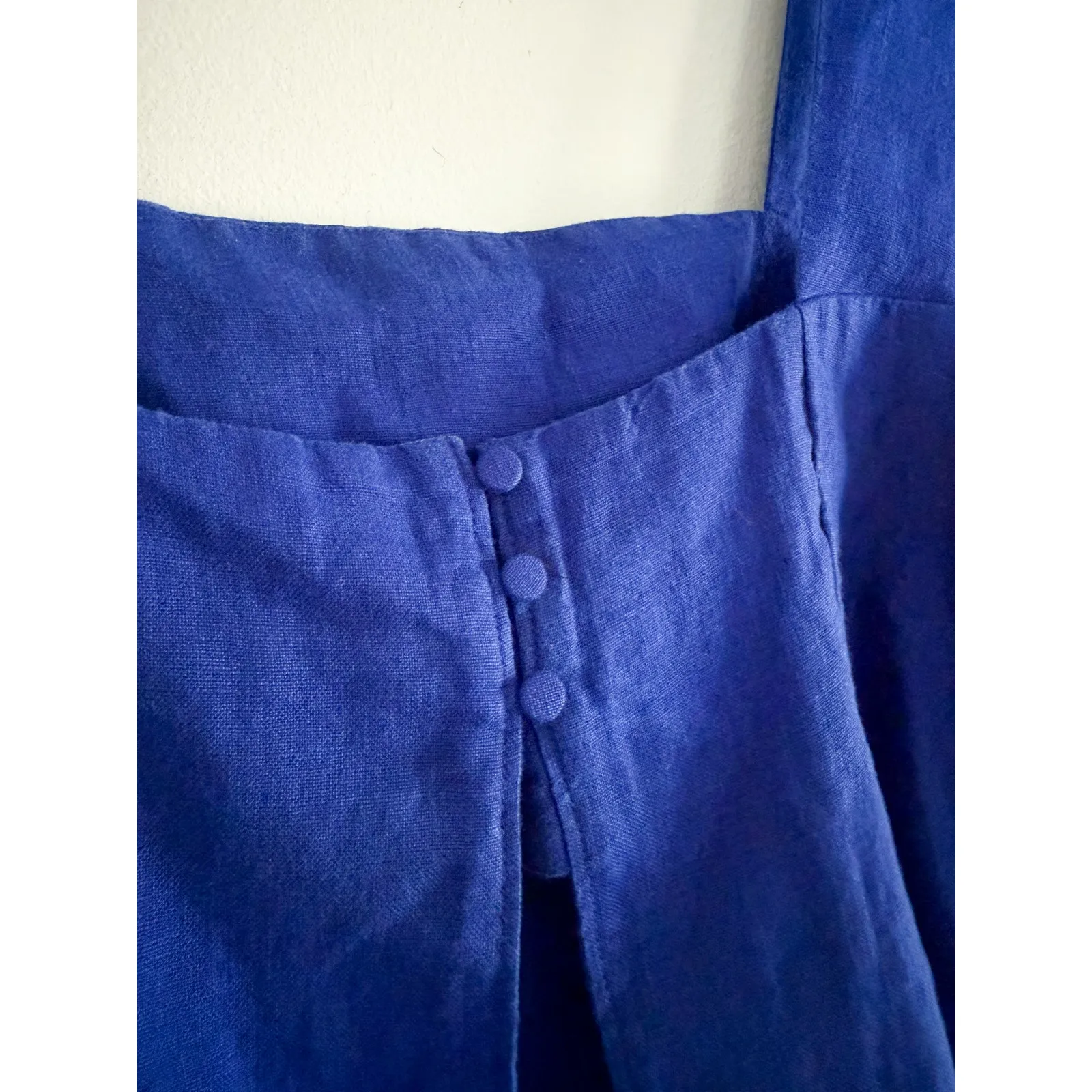 Madewell | NWT Curved-Neck Shell Tank in 100% Linen Bright Sapphire Blue | Sz 0 - Image 7