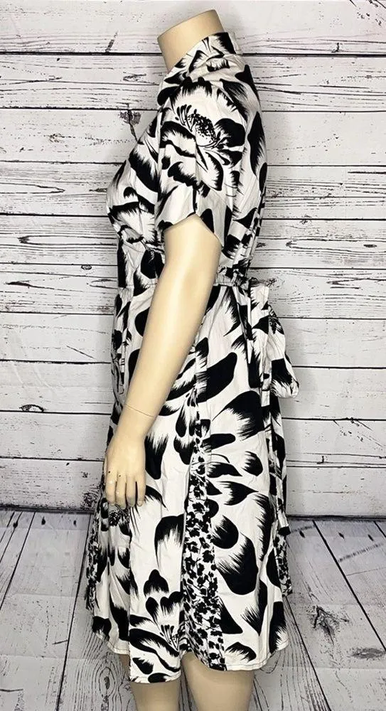 Lane Bryant NWT Size 18 White & Black Floral Print Collar Shirt Dress - Image 3