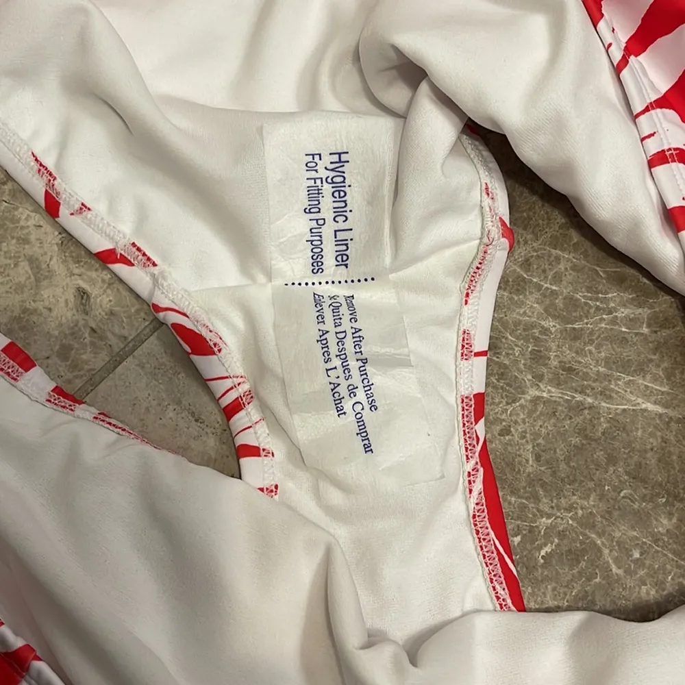 Red White Palm Leaf EVRI Swim Bottoms NEW Size 3X - Image 7