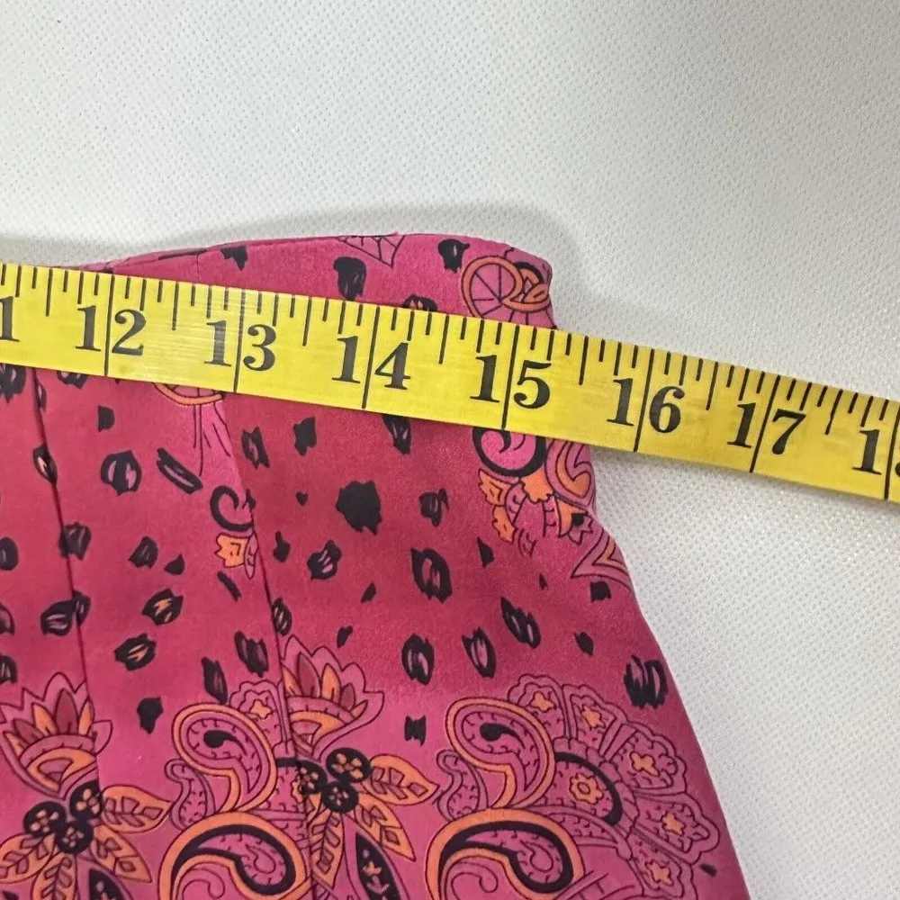 Worthington Womens Skirt Pink Paisley 100% Silk Long Faux Wrap Zip Size 10 - Image 6