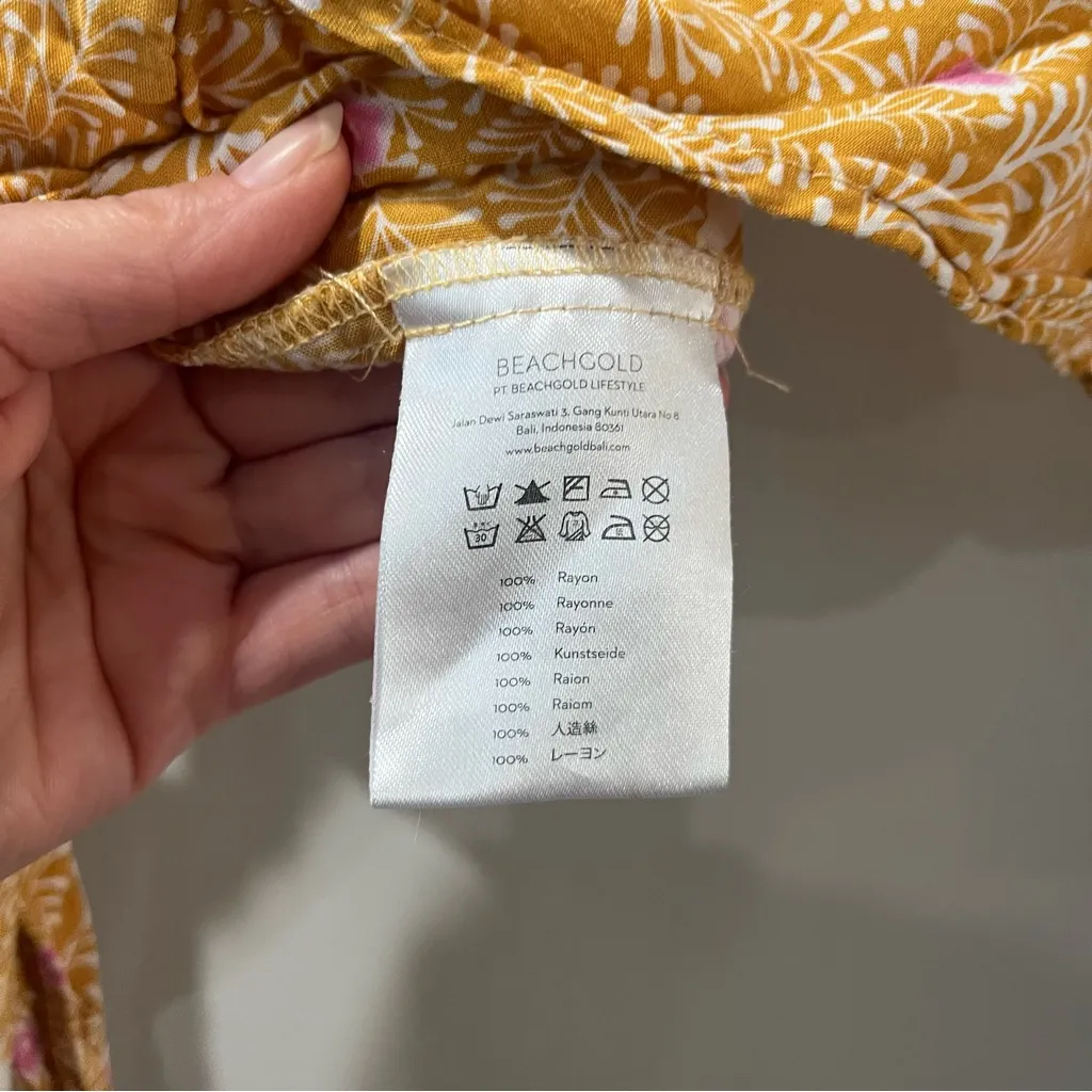 Beachgold top Crop Front Tie Size Small Yellow Short Sleeve Made In India - Image 5