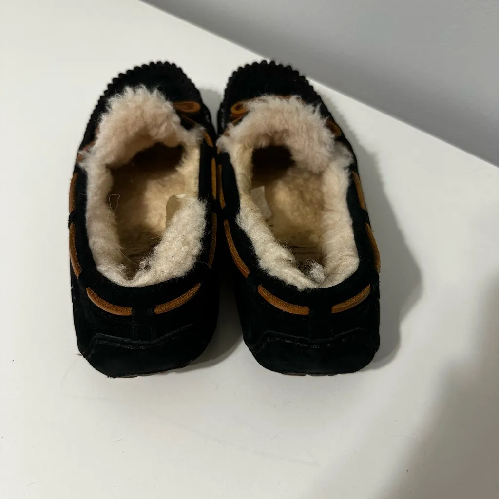 UGG Black Suede Moccasin Slippers - Image 2