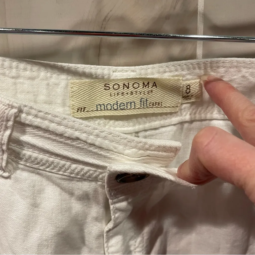 Cute creamy white embroidered Y2K crops linen blend medium rise fairy angel baby - Image 5