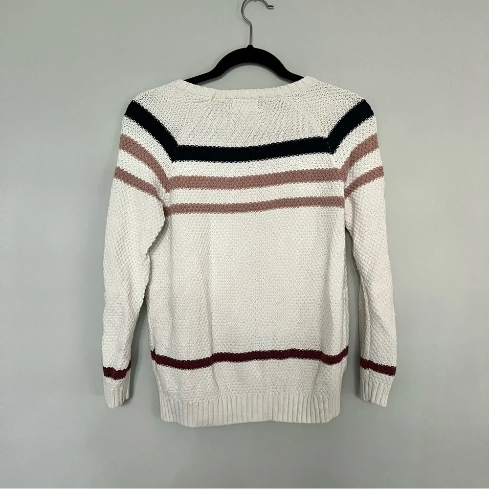 Olive & Oak White Blush Navy Blue Striped Knit Pullover Sweater Size S - Image 8