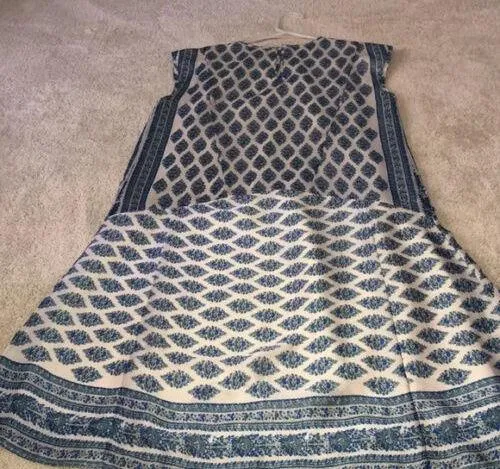 Madewell XS Dress Ivory Blue Print Lightweight - Image 4