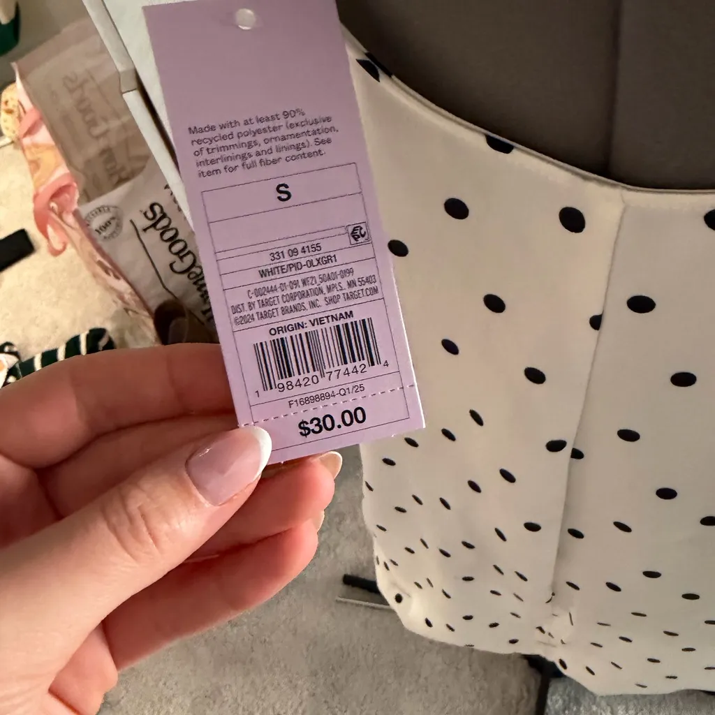 White Polka Dot Dress with Bow - Image 3