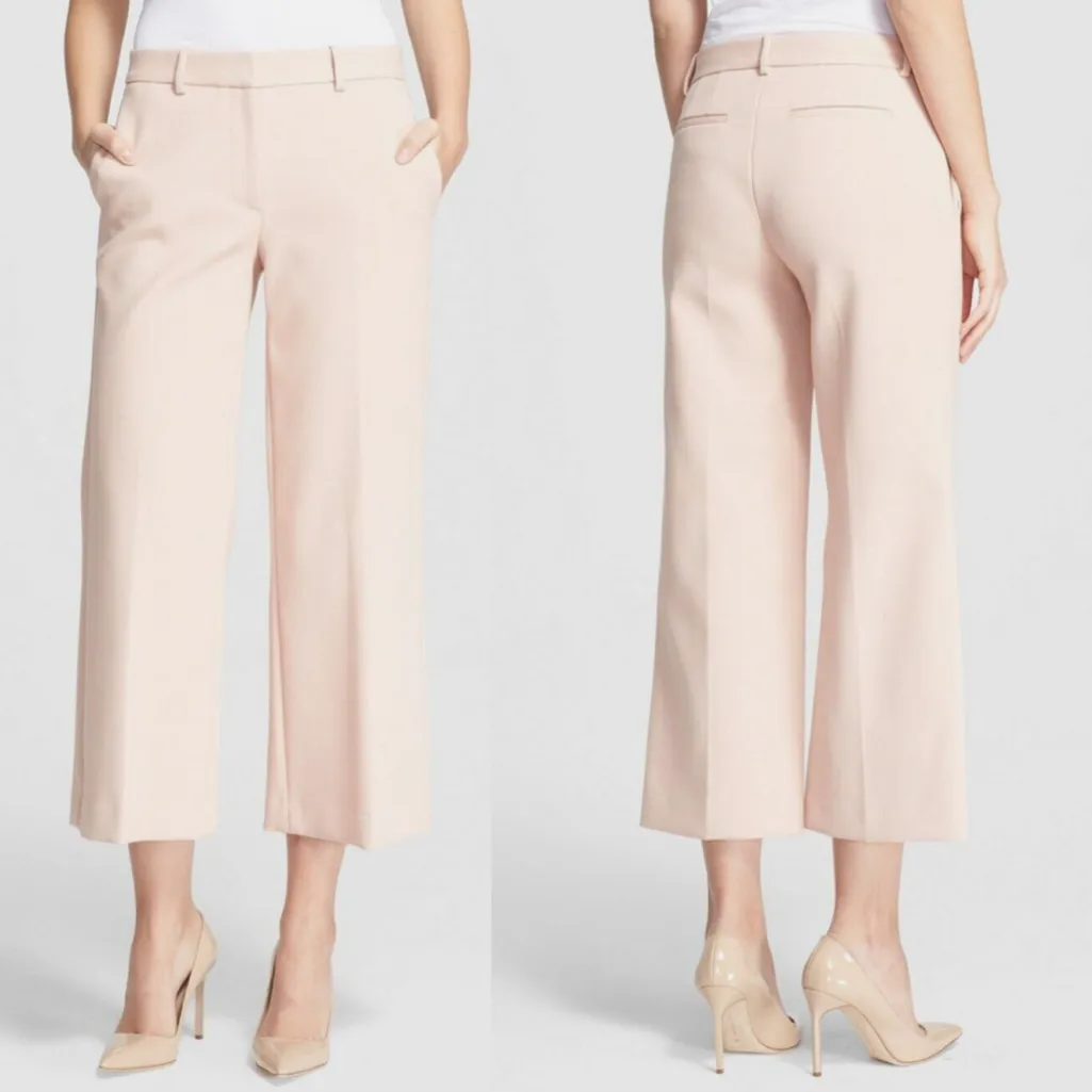 Theory Sprinza Tribute Women’s Black Dress Pants Trousers Wide Leg Cropped sz 8 - Image 3