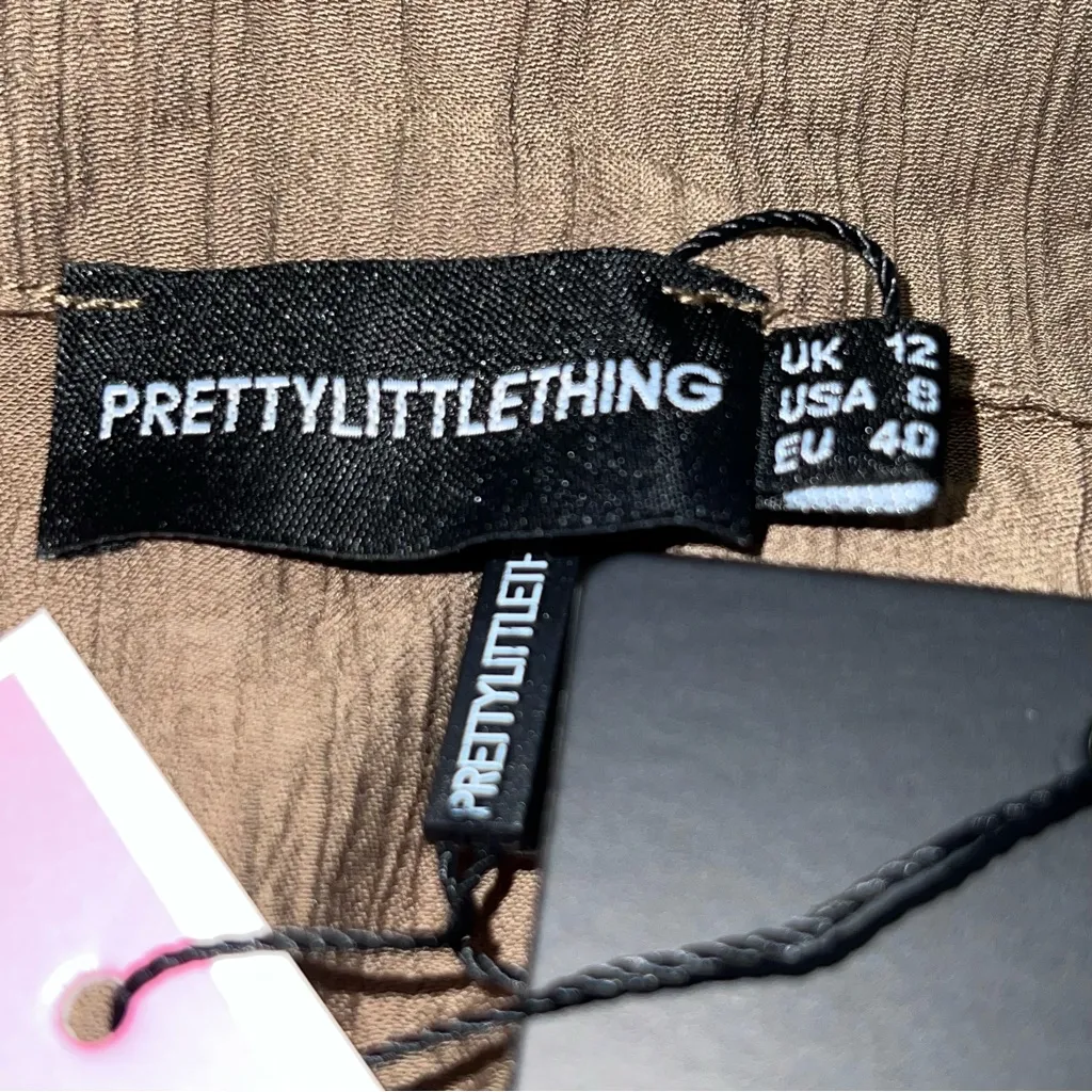 PrettyLittleThing Khaki Textured Woven Zip-Up Sleeveless Shirt/Vest-Size 8 - Image 10