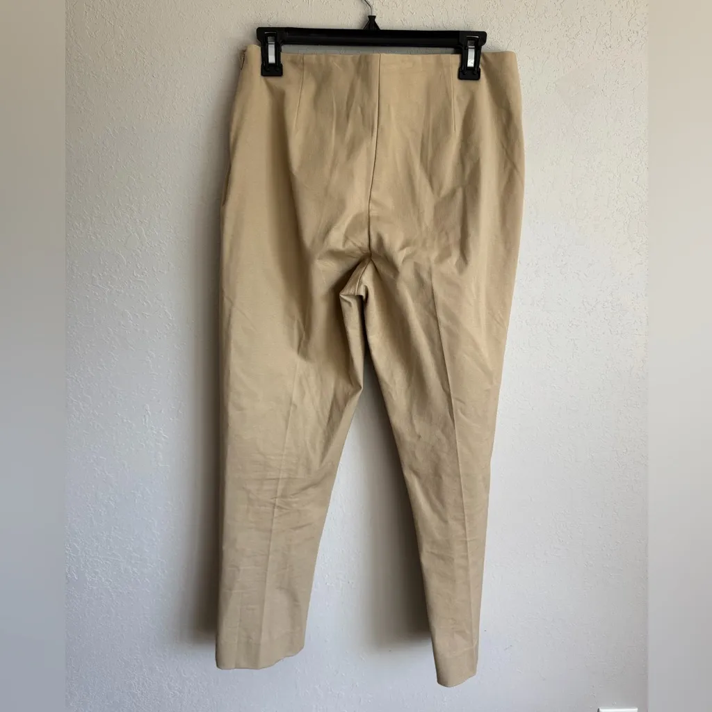 Neiman Marcus Khaki Slim Straight Leg Ponte Zip Side Pants Womens 8 Career - Image 5