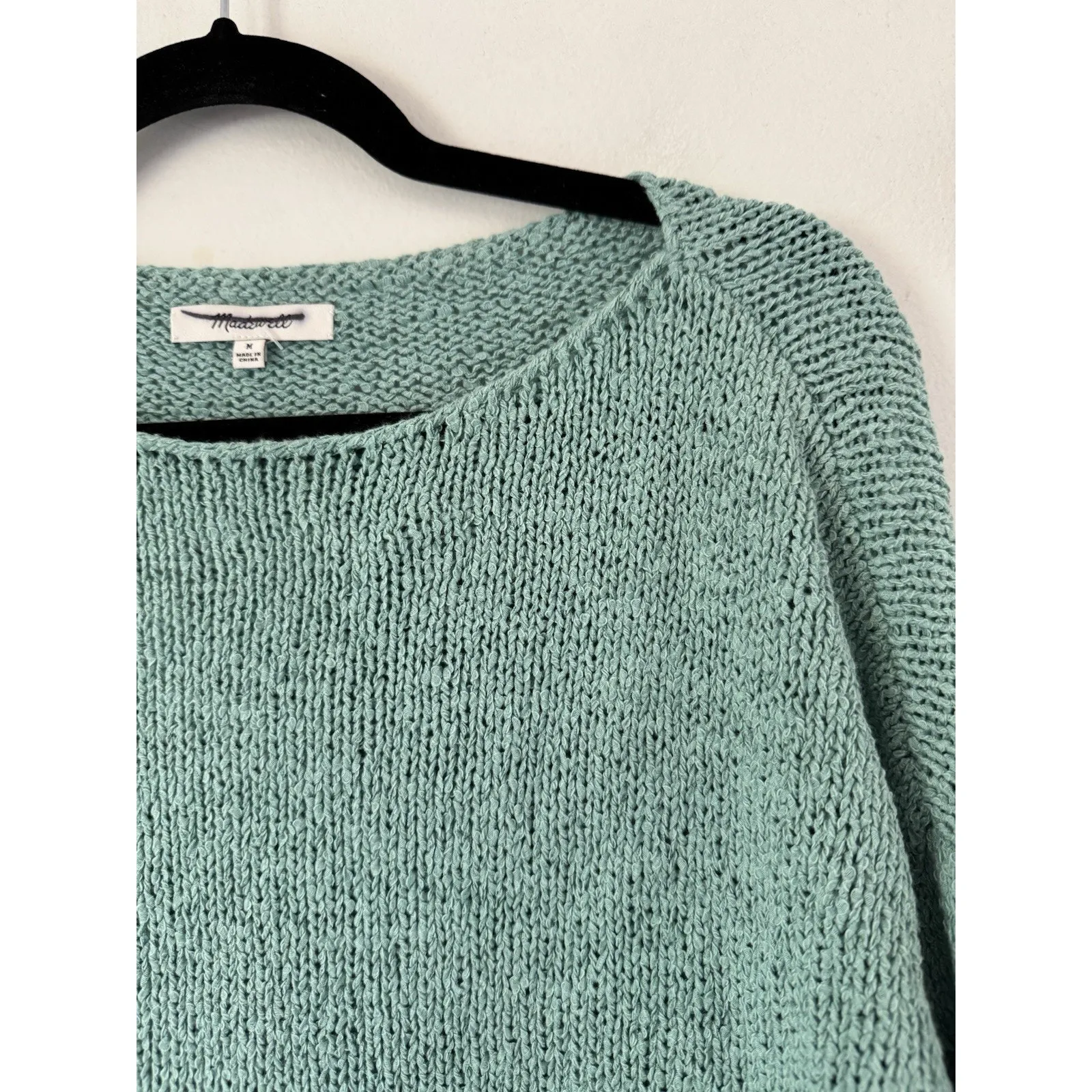 NWT Madewell Boatneck Pullover Loose Knit Sweater Oversized Green Size Medium - Image 6