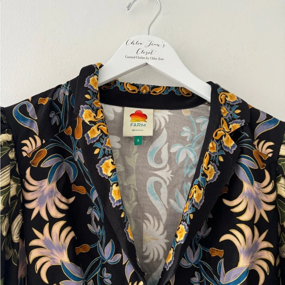 FARM RIO Black Winter Garden Mini Dress S - Image 5