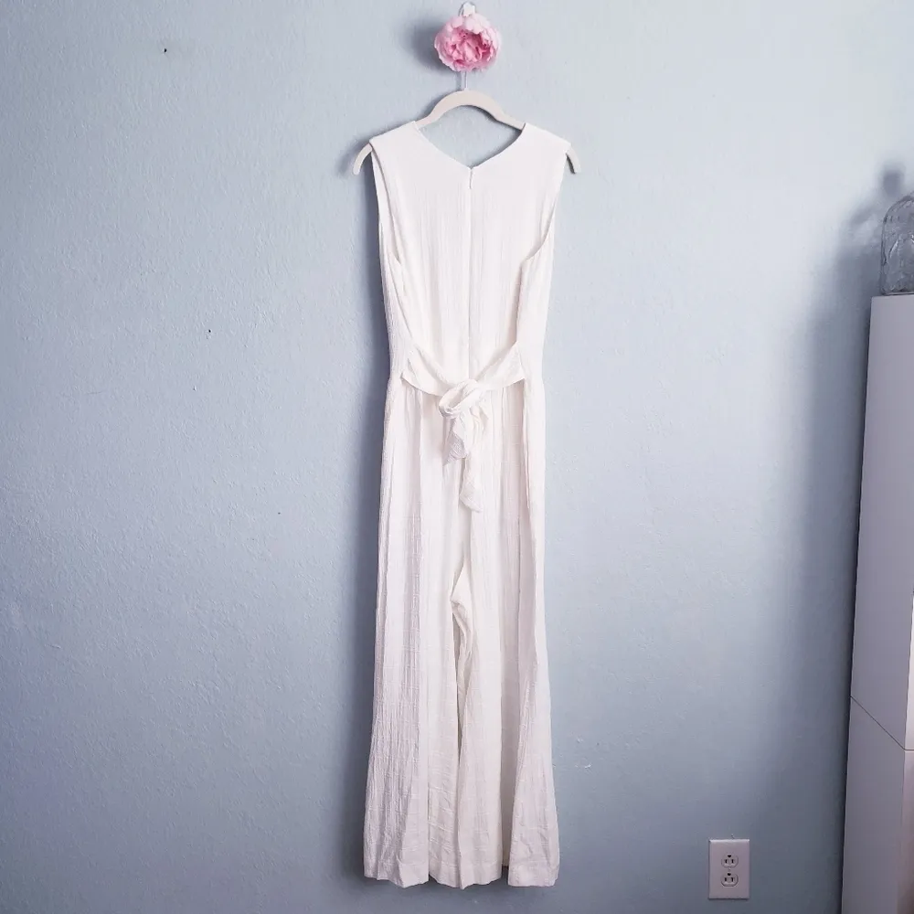 Calvin Klein White Textured Wide Leg Jumpsuit - Image 9