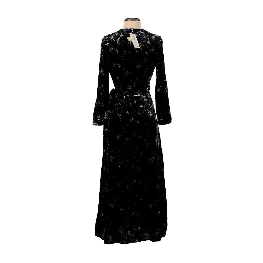 NWT Johnny Was Stardust Velvet Kimono Wrap in Black Star Dress XXS 2XS $398 - Image 3