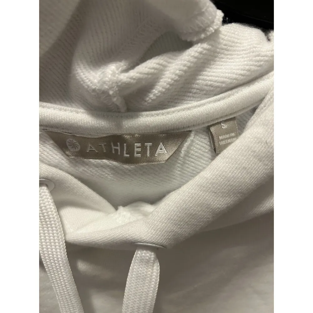 ATHLETA Spar Sleeveless Hoodie Sweatshirt White Size Small Waist Length Gym Crop - Image 2