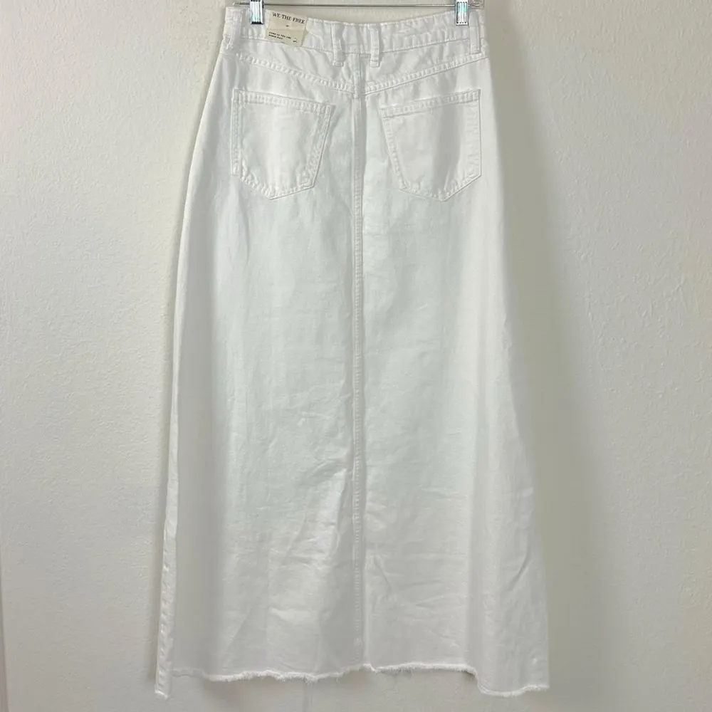 Free People Come As You Are Denim Maxi Skirt in White Size 2 NWT - Image 10