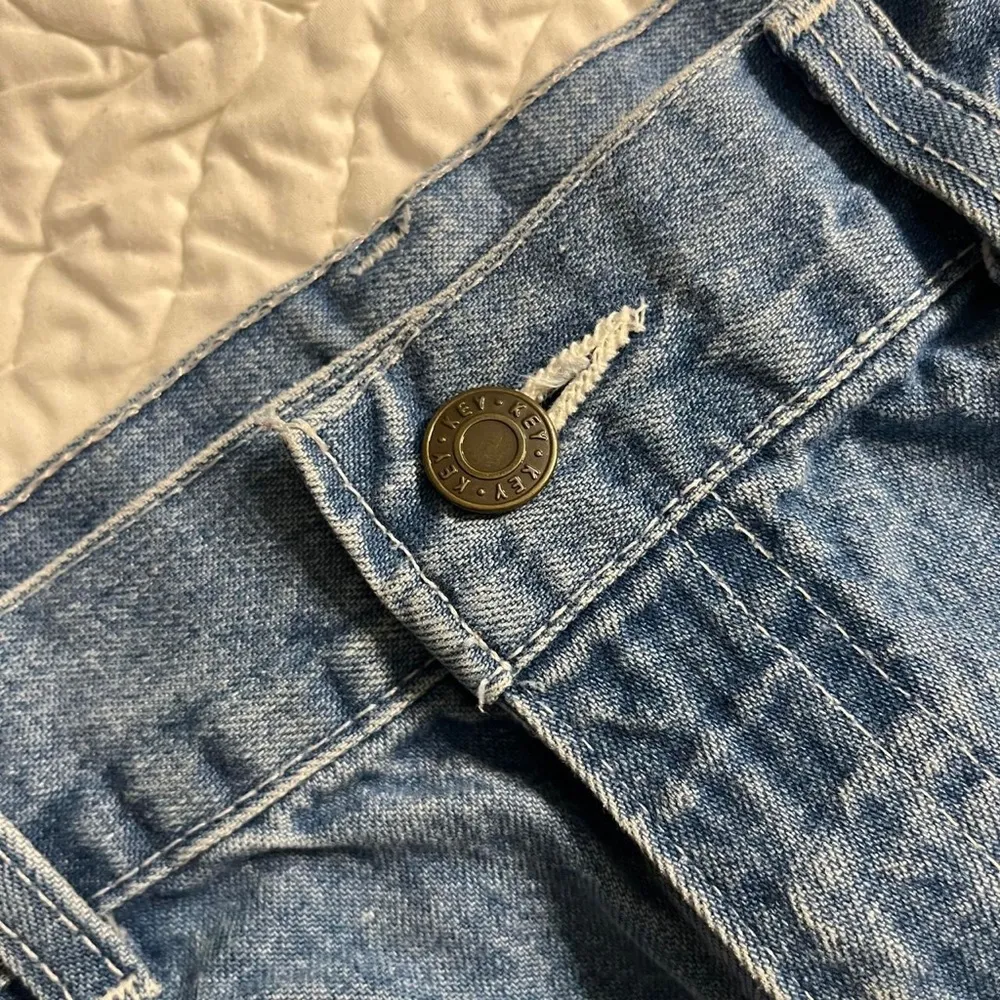 Vintage Key light blue carpenter cotton jeans Made in USA hammer loop tapered Size 32 - Image 4