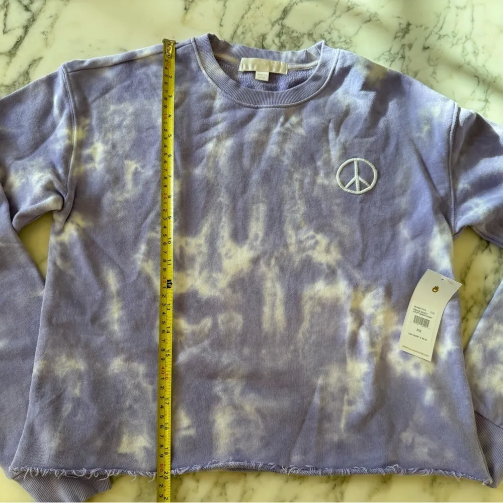 NWT Spiritual Gangster Peace Mazzy Crop Sweatshirt Relaxed l Lavender Tie-Dye M - Image 16