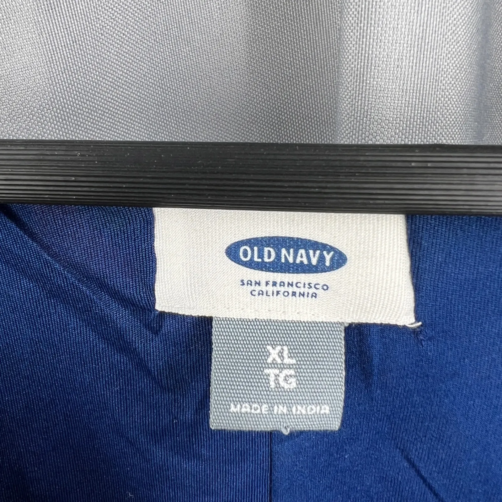 Old Navy Blue Floral Midi Dress XL Rayon Lined Long Sleeve Boho Fit & Flare - Image 6