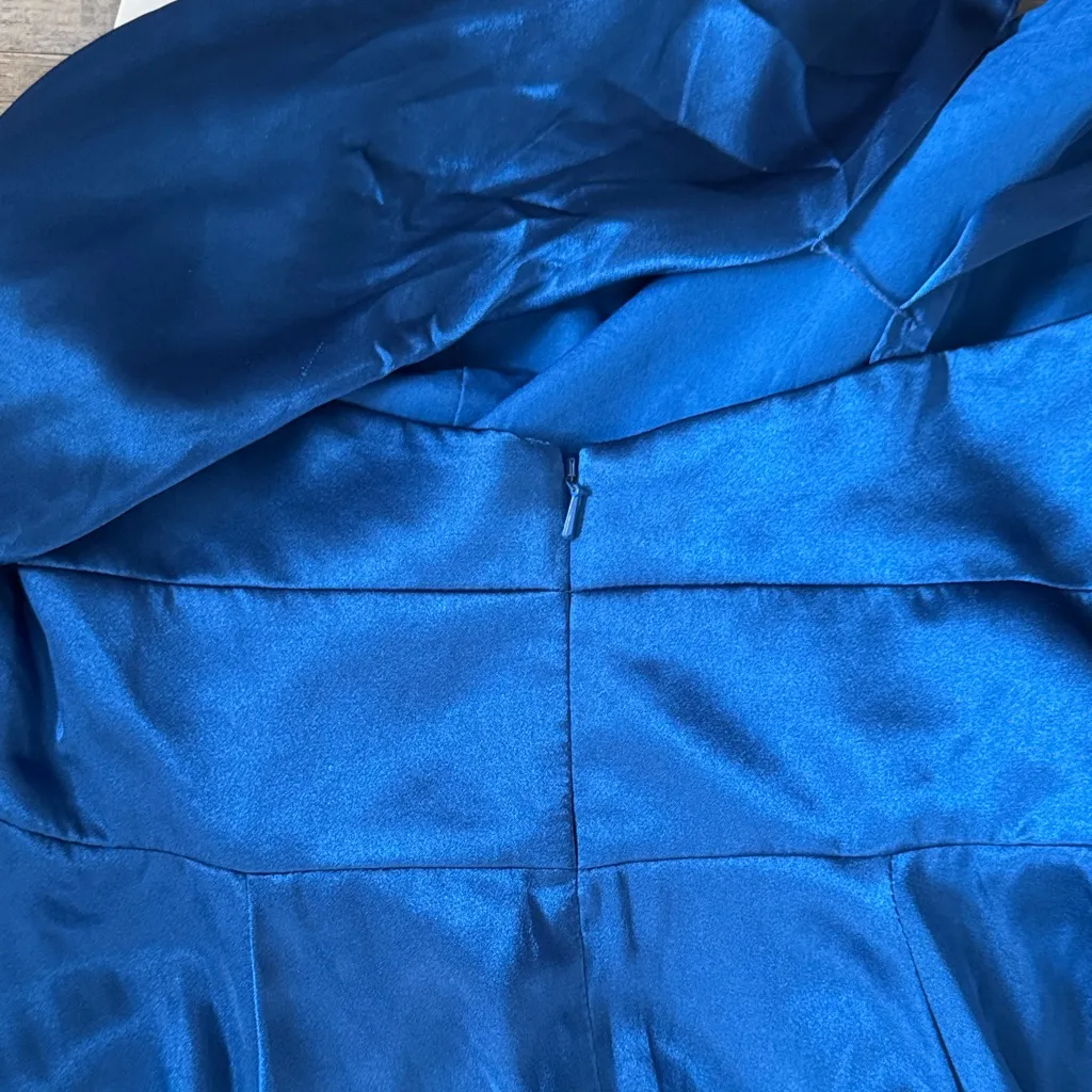 Galina Signature by David’s Bridal Elegant Blue One-Shoulder Dress size 10 - Image 9