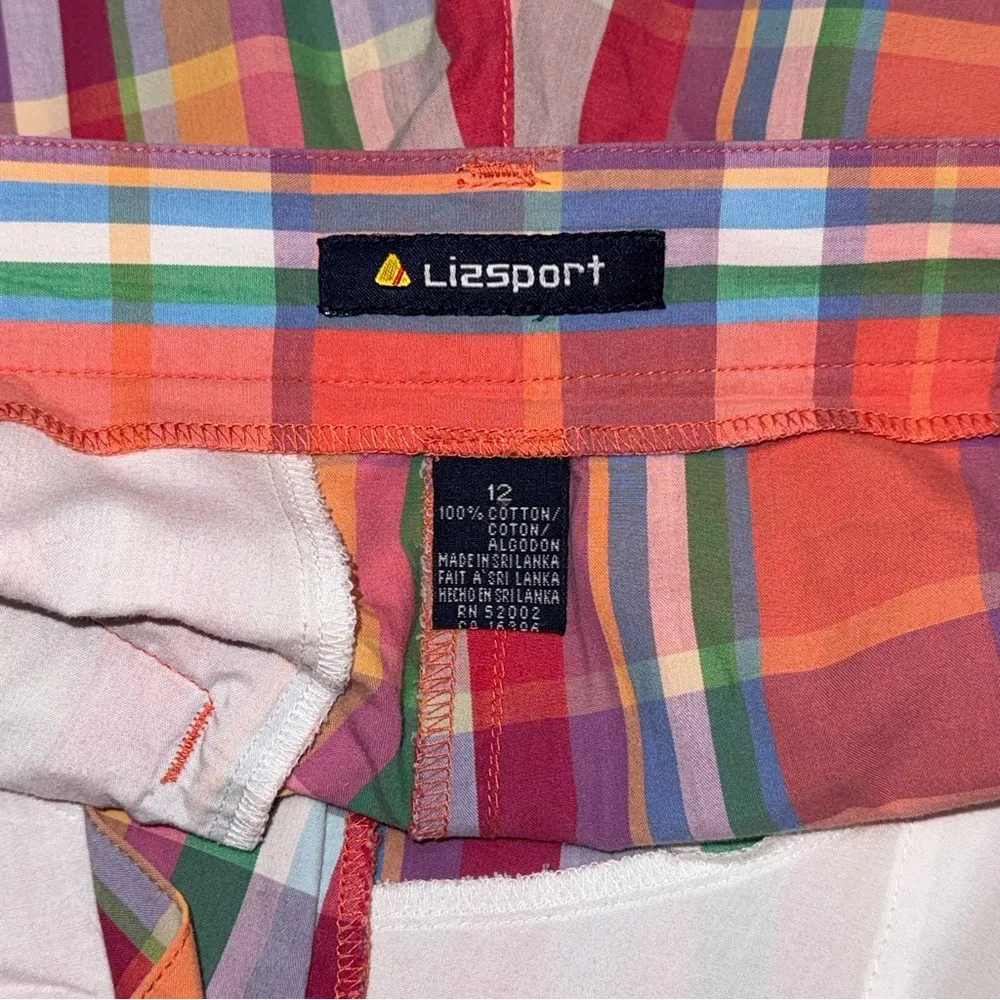 Vintage 90s Liz Sport Pink Plaid Pleated High Rise Mom Shorts Women’s 12 Cotton - Image 6