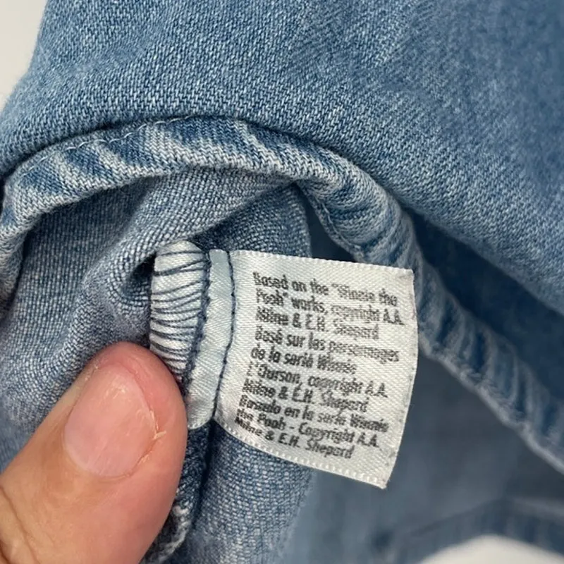 Vtg Y2K Disney Store Winnie Button Womens Shirt Sz XL Cottage Denim Embroidered - Image 11