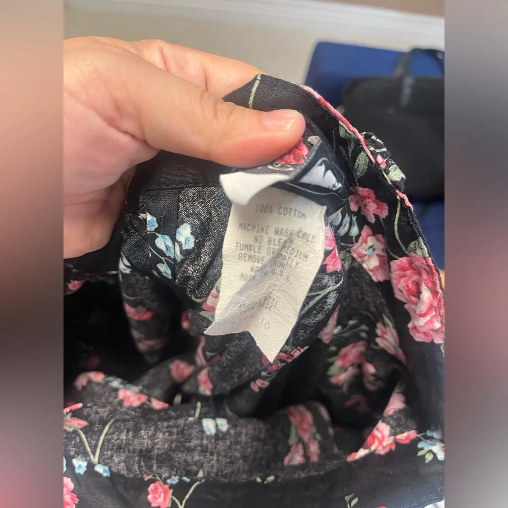 Layered‎ Printed Skirt 100% Cotton Size 10 belt looped waist western Collection Black - Image 7