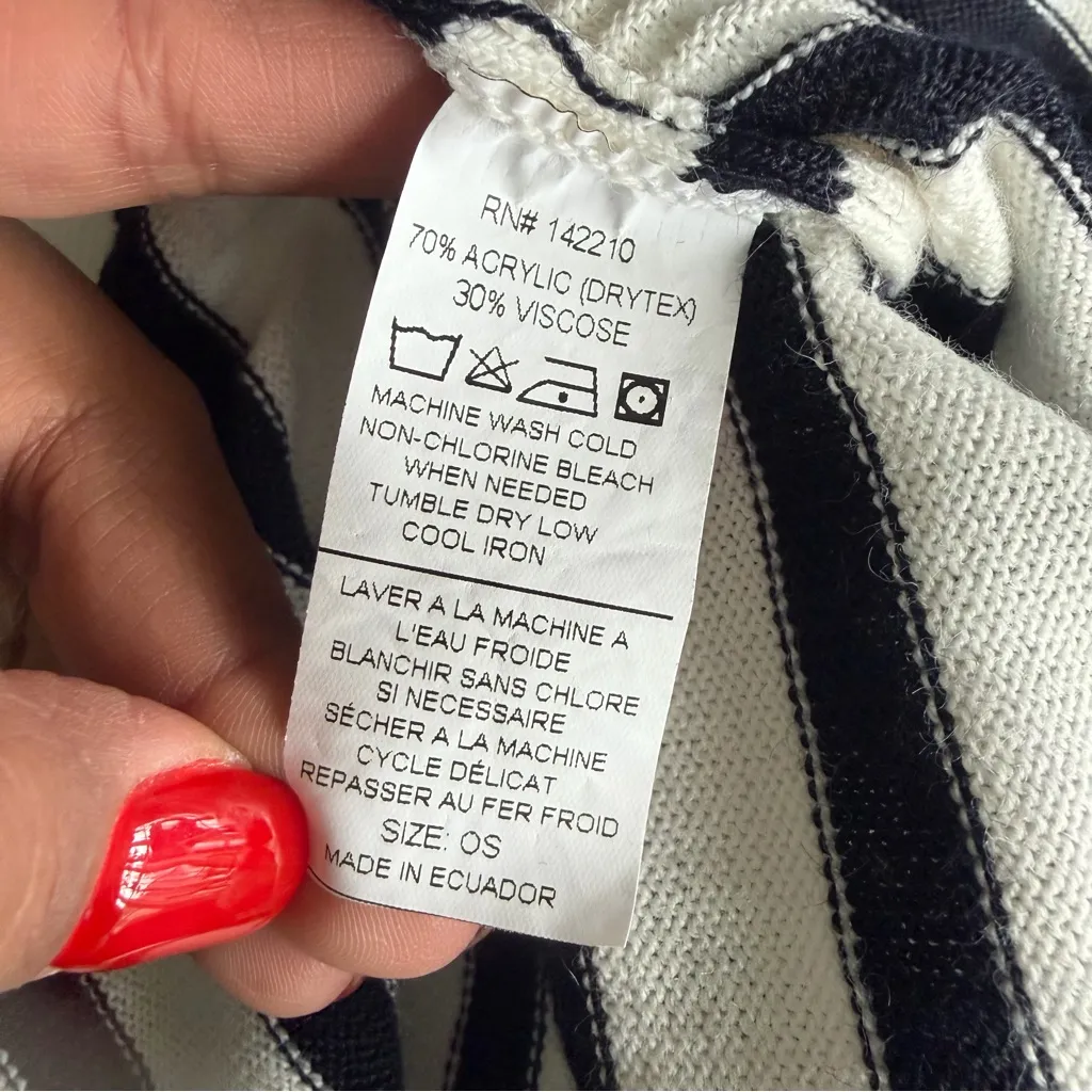 MERSEA Catalina Navy Striped Pullover Travel Sweater Oversized One Size White Size undefined - Image 10