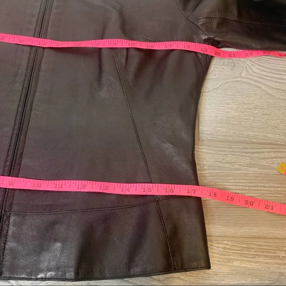 Andrew Marc leather mock neck moto jacket black sz M - Image 7