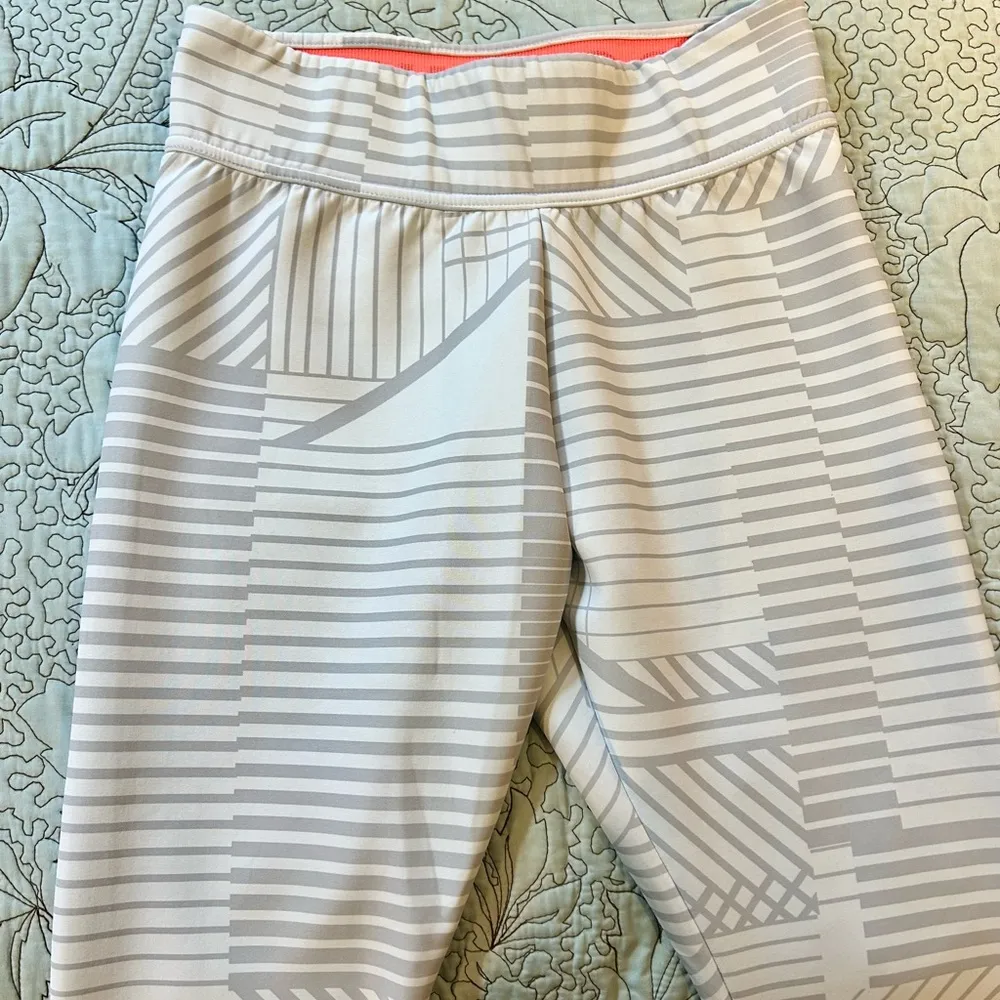 NIKE COURT Women's GX Tennis Leggings Flatliner Print 843982 White/Gray Sz Small - Image 2