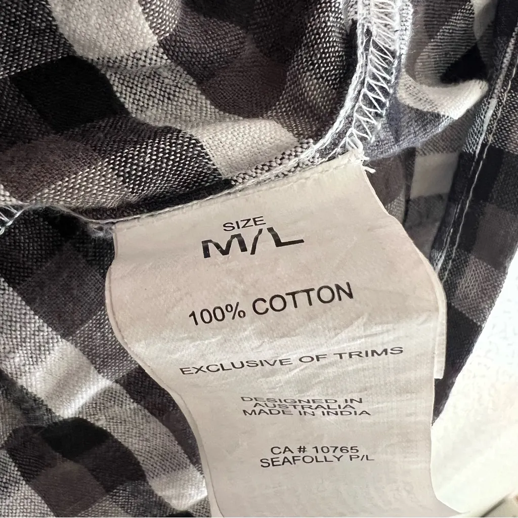 Seafolly Austrailia Black and White Gingham Dress M/L - Image 7