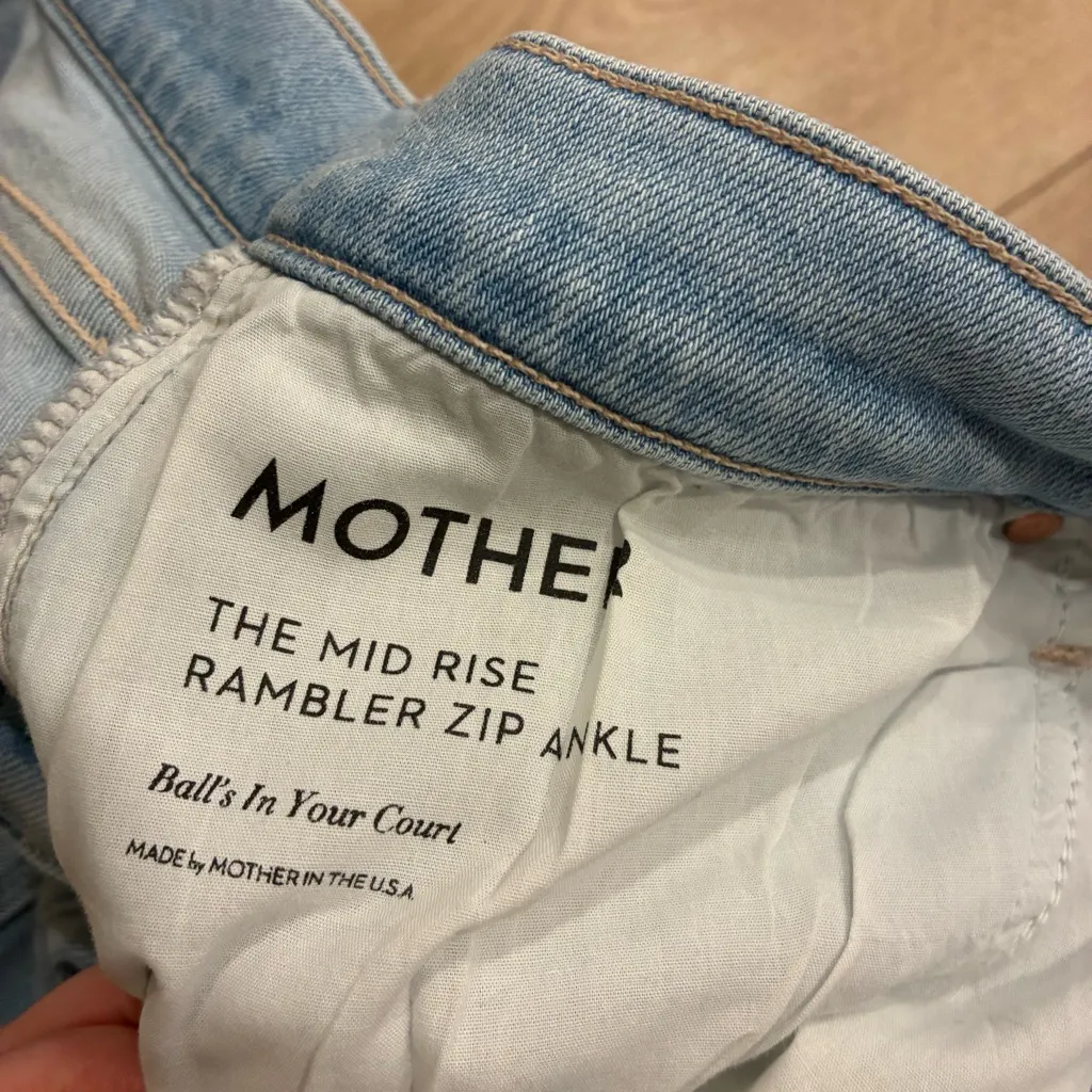 Mother Women’s Mid Rise Rambler Zip Ankle Ball’s In Your Court Jean Size 34 Blue - Image 6