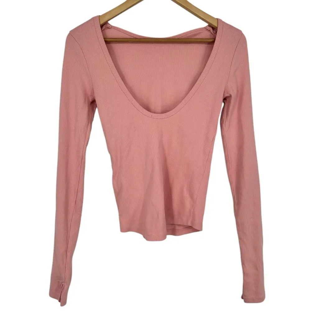 Free People We The Free Unapologetic Long Sleeve size Small Low Back Rose Blush - Image 8