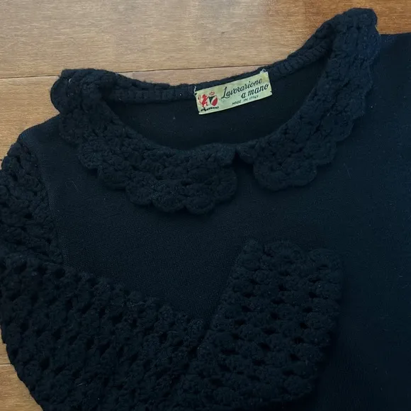 Vintage Lavorazione a mano Black Knit Sweater - Image 2