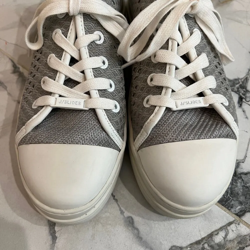 J/SLIDES Gray Natasha Crochet Platform Sneaker, Size 7 - Image 6