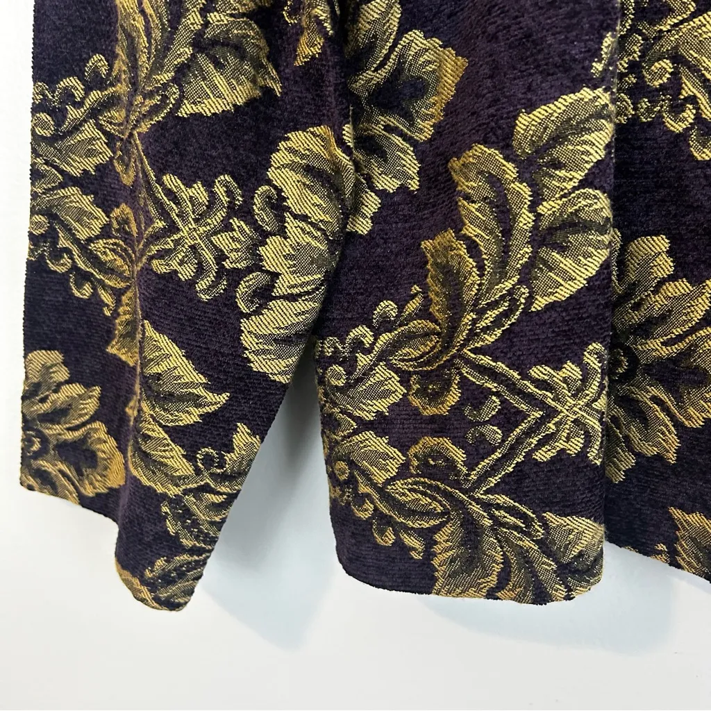 NWT Studio Works Purple & Gold Jaquard Floral Button Up Blazer/Jacket Size Small - Image 8