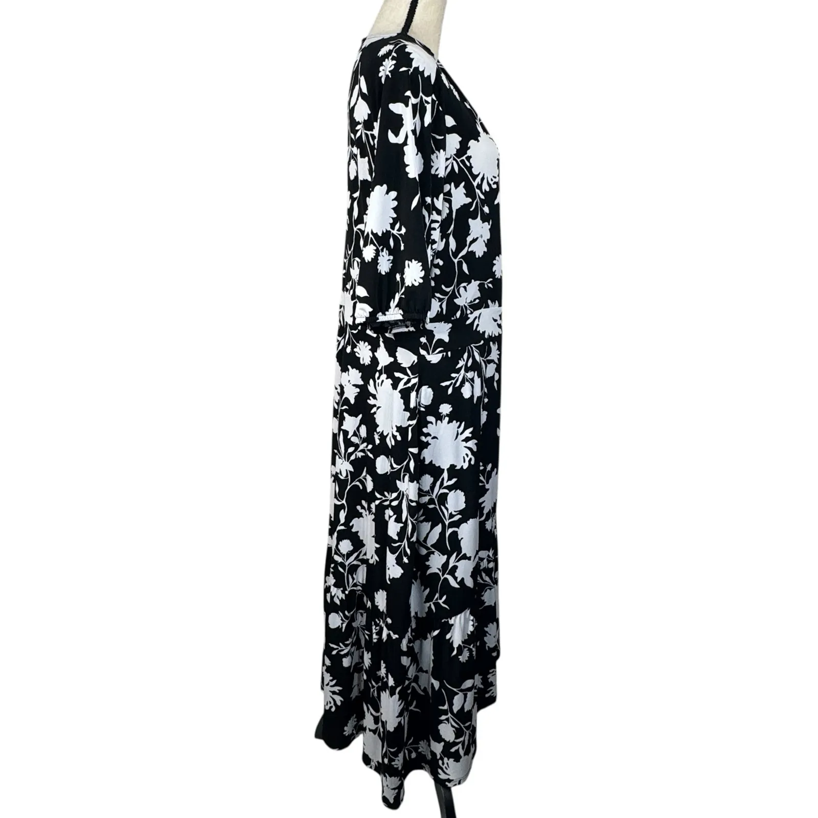 Lane Bryant SZ 20 Hi-Low Midi Dress Faux Wrap Floral Stretch Surplice V-Neck - Image 6