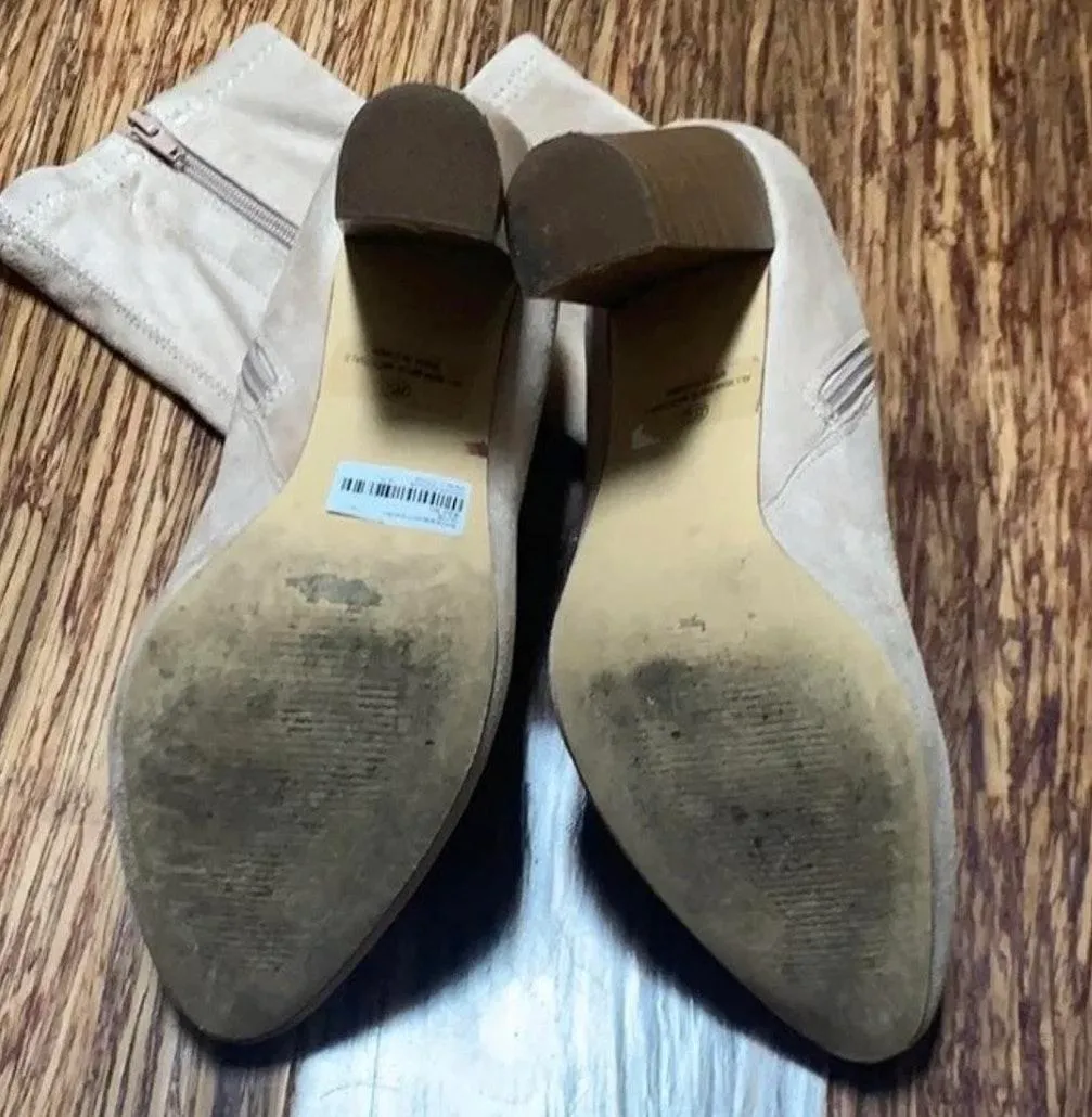 Vegan Suede Boots Tan Size 8.5 - Image 3