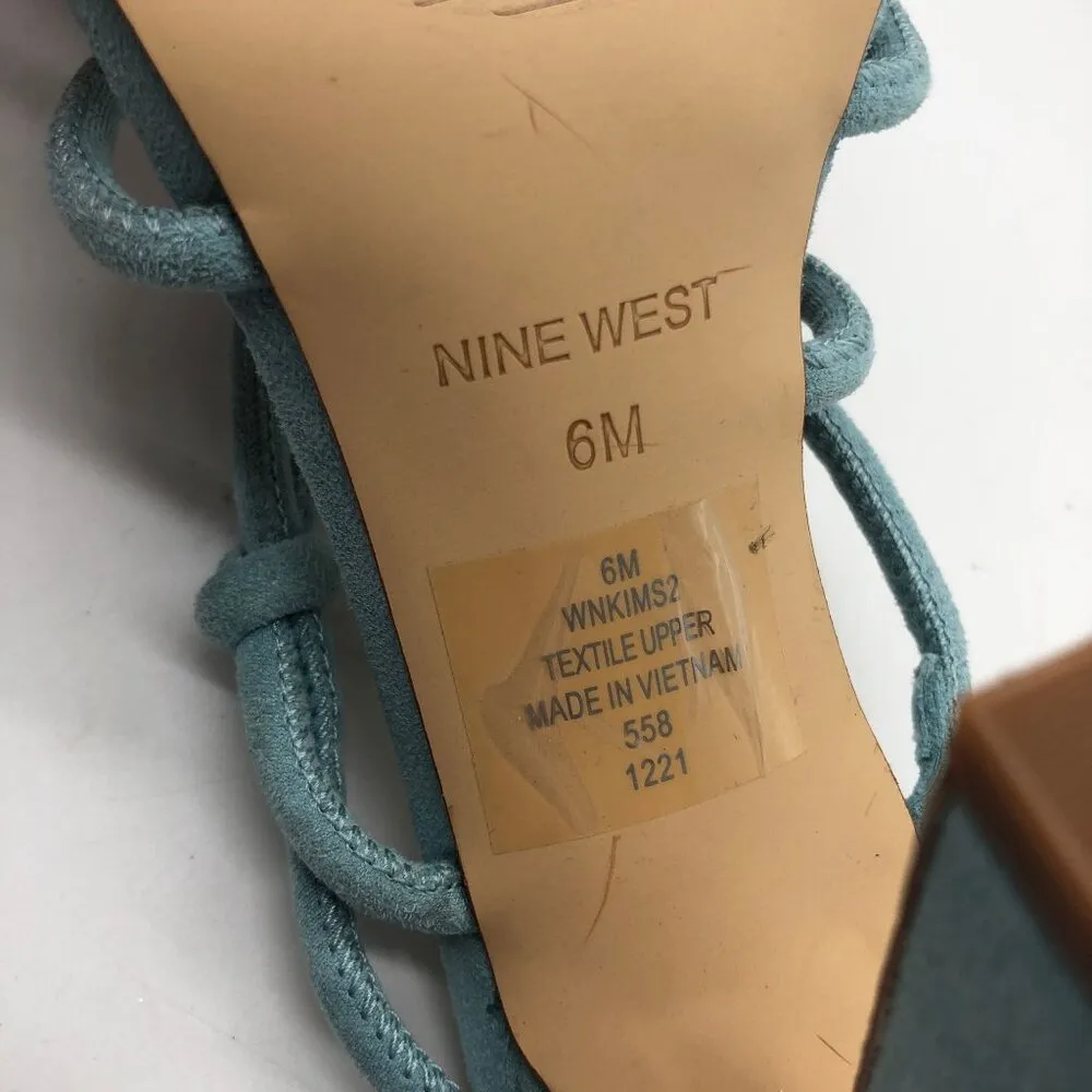 Nine West Kims Light Blue Faux Suede Strappy Sandals Heels Size 6 M - Image 7